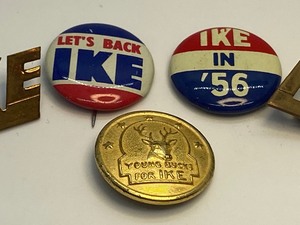 lot 159 image: Vintage IKE Pins and Buttons