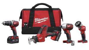 lot 3 image: MILWAUKEE M18 18-Volt Lithium-Ion Cordless Combo Tool Kit (4-Tool) w(2) 3.0Ah Batteries, (1) Charger, (1) Tool Bag