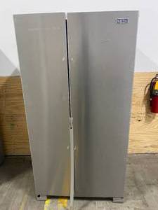 lot 45 image: MAYTAG 36 in. 25 cu. ft. Side by Side Refrigerator in Fingerprint Resistant Stainless Steel (edited)