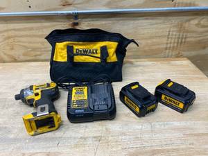 lot 19 image: DEWALT 20-Volt MAX Cordless 14 in. Impact Driver with Charger, 2 Batteries (3Ah) and Carrying Case