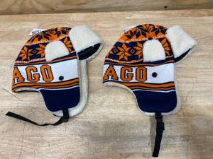 lot 78 image: CHICAGO Lot of 2- Winter Hats with Ear Flaps and Chin Strap (Bears colors)