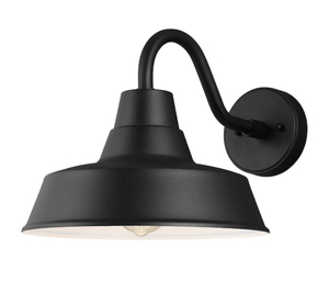 lot 57 image: SEA GULL LIGHTING Barn Light 1-Light Black Outdoor Wall Mount Lantern Sconce