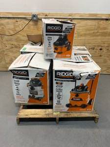 lot 87 image: RIDGID Lot of 5 Shop Vacs- Various Models (parts or repair)