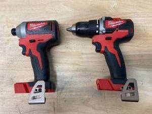 lot 39 image: MILWAUKEE M18 18-Volt Lithium-Ion Brushless Cordless 14 in. Impact Driver and M18 18-Volt Lithium-Ion Brushless Cordless 12 in. Compact DrillDriver (Tool Only)