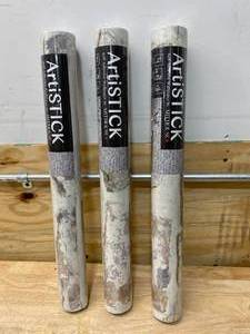 lot 115 image: ARTISTICK Lot of 3-  Whitewashed Fabric Peel & Stick Wallpaper Rolls (33 Sq. Ft. Per Roll)