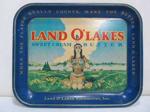 lot 119 image: Vintage LAND O LAKES Metal Advertising Tray