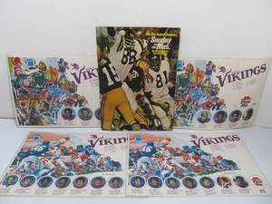 lot 127 image: 4 Large Vintage MN VIKINGS Menus & Sunday At The Met Book