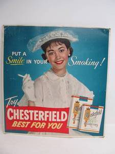 lot 110 image: Vintage CHESTERFIELD Cigarettes Store Display Sign