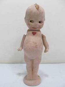 lot 179 image: Large 1930s Jointed Chalkware Kewpie Doll (AS IS)