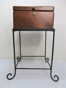 lot 195 image: RCA VICTOR Wooden Storage Box wIron Base