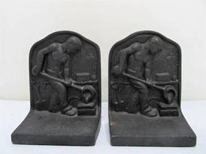 lot 210 image: Vintage Industrial Steel Bookend Set