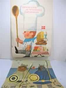 lot 211 image: 2 Orig Vintage Mid Century 1960s Scandinavian DENMARK Travel Posters