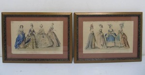 lot 218 image: Framed Antique Victorian Ladies Fashion Prints