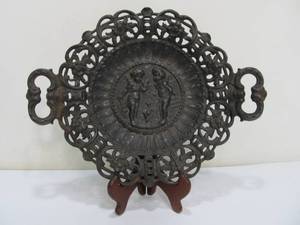 lot 241 image: Vintage IRON ART Pierced Iron Footed Platter