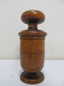 lot 247 image: Early Antique Primitive Turned Wooden Spice Grinder