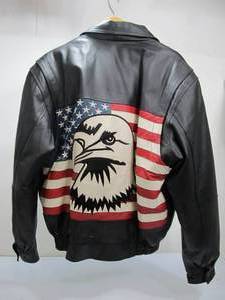 lot 273 image: Excellent Leather Bikers Dream Apparel Mens Leather Motorcycle Jacket wAmerican Eagle - Size M