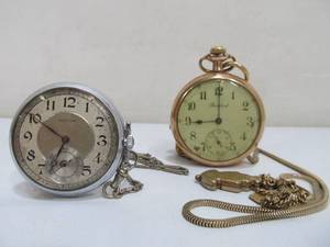 lot 283 image: 2 Antique Pocket Watches wFobs