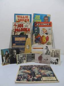 lot 284 image: Estate Lot of Vintage Paper Items - Comic Books Postcards etc