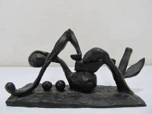 lot 298 image: Signed Numbered Abstract Bronze Figural Sculpture
