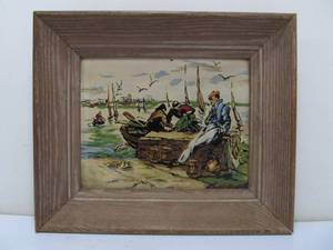 lot 311 image: Mid Century Boat Harbor Scene Original Art Watercolor