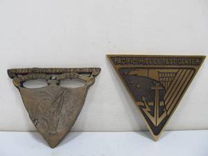 lot 326 image: 2 Metal Pacific Missile Range Facility Wall Plaques