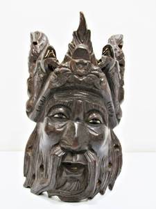 lot 329 image: Old Vintage Hand Carved Oriental Wood Mask