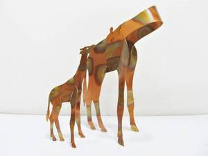 lot 331 image: Mother & Calf Giraffe Copper Sculptures