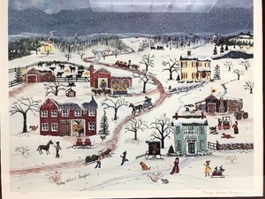 lot 332 image: Framed Signed Numbered Nancy Stewart Bassford Folk Art Artist Proof Print