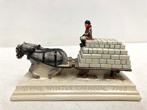 lot 59 image: 1955 Saint Paul Winter Carnival Button & Ice Sleigh Figurine