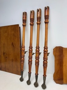 lot 296 image: Antique 2-Tiered Lamp Table wCast Iron Claw & Ball Feet