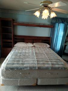 lot 223 image: King Size Bed Set with Headboard and Shelves