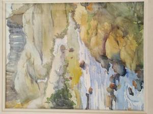 lot 38 image: Framed Original Watercolor- River Scene