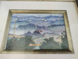 lot 40 image: Framed Original Watercolor- Hillside