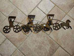 lot 434 image: Horse and Buggy Metal Wall Art