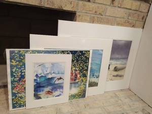 lot 483 image: Collection of 4 Nautical Themed Watercolors on Mats