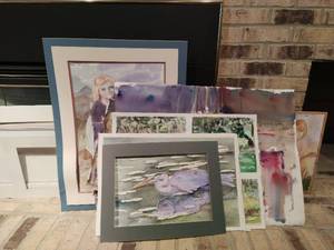 lot 491 image: Large Collection of Misc. Watercolors and Mats