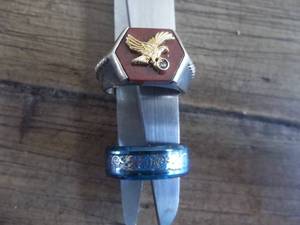 2-Mens Rings Blue With Celtic Knot Design, Eagle With Stone-Marked 10kt & FM Sterling