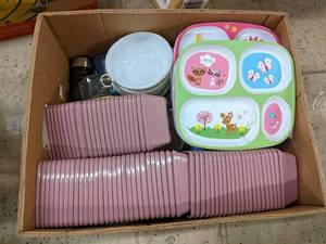 Box of Dishware (Plastic Bowls, Chi...