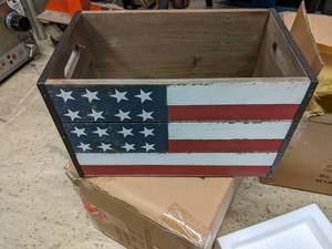 Crate with Flag Detail 13 X 8 X 8...
