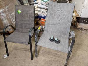 (2) Mesh, Metal Frame Patio Chairs ...