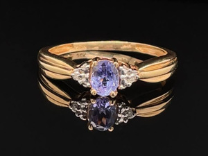 Gemstone Delight Oval Natural Tanzanite & Diamond Accent Scalloped Estate Ring in Yellow Gold $899 Retail VIDEO