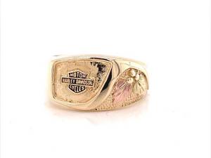 Official HARLEY DAVIDSON MOTORCYCLE Signet Ring in Tricolor 12k10k Black Hills Gold $1,175 Retail VIDEO