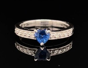 Heartfelt Wishes 0.56ctw Fine Natural Blue Sapphire Heart Diamond Estate Ring in Platinum $2,075 Retail VIDEO