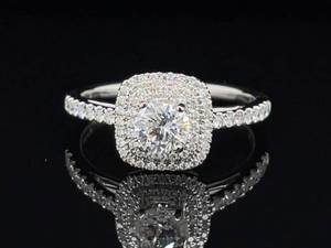 Estate Luxury 0.77ctw Diamond Solitaire Double Cushion Halo Ring in 14k White Gold $2,675 Retail VIDEO