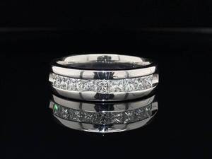 Mens 1.80 Carat Classic Princess Diamond Wedding Estate Band wComfort Fit in 14k White Gold $4,000 Retail VIDEO