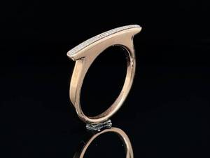 10k Rose Gold Slender Diamond Bar Stackable Style Ring. Unique Straight Line Contemporary- New  $999 Retail VIDEO