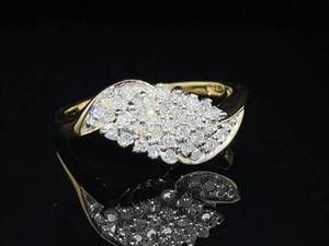 Classic Cluster 0.40ctw Diamond Cluster Wave Bypass Ring in 14k Yellow Gold Estate VIDEO