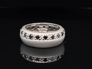 Modern Style & Unique Design Brushed Sterling Black Stone Dome Ring in 925 Silver Estate