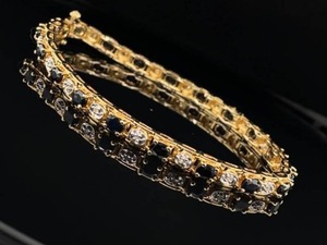 Elegant Sapphire & Diamond Tennis Bracelet in 14k Yellow Gold $1,950 Retail VIDEO