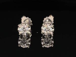 .43 carat Diamond Stud Earrings in 14k White Gold - Set in Fancy Diamond-Cut Design Setting (Look like 1.50ctw.) VIDEO